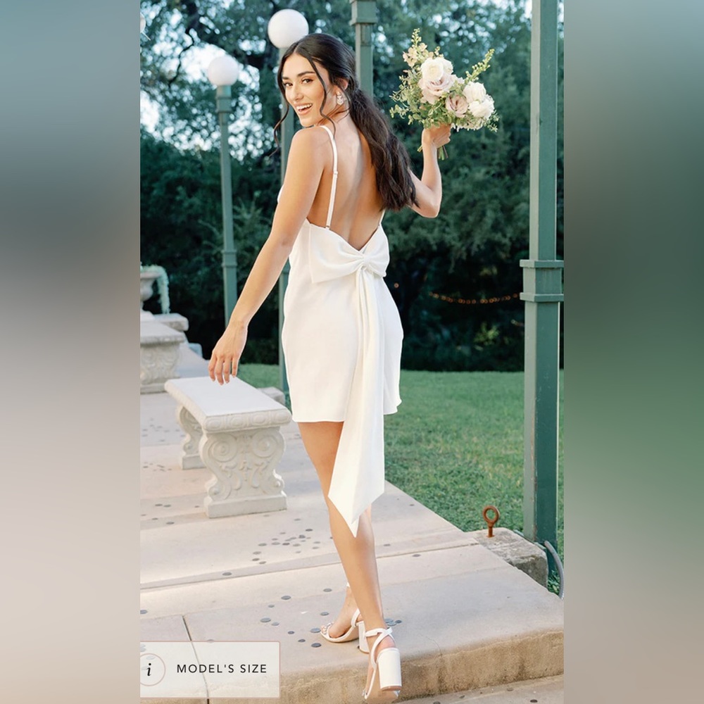 Revelry Steph Crepe Mini Dress in White